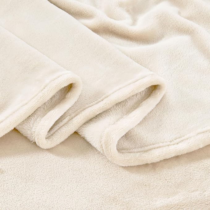 Big Oversized Soft Blanket, Giant Fleece Companion 120x120, California King Warm Blanket for Whole Family, Bed, Sofa, Couch, Travel, Camping 120x120 Cream