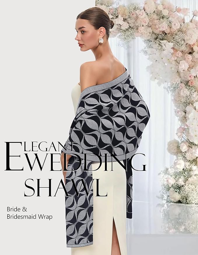 PULI Women's Pashmina Shawl Wraps for Evening Dress Large Scarf Blanket Long Wedding Bridal Winter Warm Shoulder Wrap