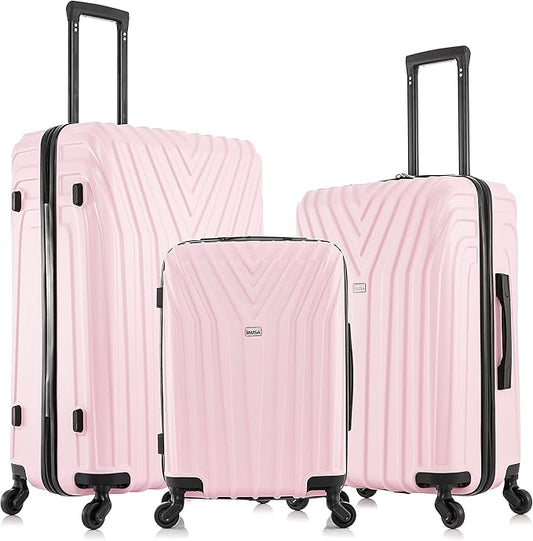 InUSA VASTY Luggage with Spinner Wheels | Durable Lightweight Hardshell SuitcaseTravel Sets with Handle and Trolley | (20in 24in 28in) 3 Piece Luggage Set | Pink