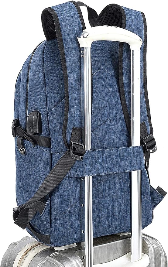 Tzowla Travel Laptop Backpack Water Resistant Anti-Theft Bag with Giant Tumbler Holder Pocket and Lock 15.6 Inch Computer Business Backpacks for Women Men Work College Gift,Casual Daypack(Blue)