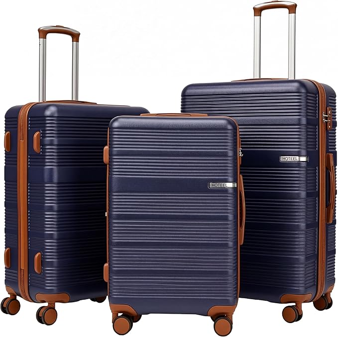 Hoteel Luggage Sets 3 Piece,(4-YEARS WARRANTY) ABS+PC Durable Lightweight Hard Shell Luggage Sets With TSA Lock For Travel,Business Trip, Suitcase Set 20 24 28 Inch, Blue