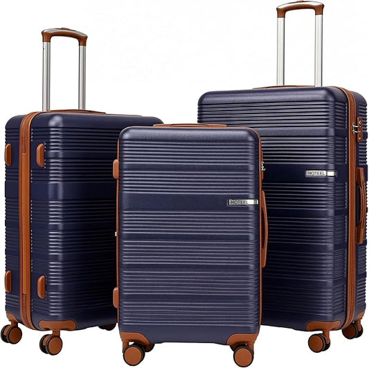 Hoteel Luggage Sets 3 Piece,(4-YEARS WARRANTY) ABS+PC Durable Lightweight Hard Shell Luggage Sets With TSA Lock For Travel,Business Trip, Suitcase Set 20 24 28 Inch, Blue