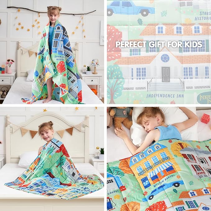 yescool Weighted Blanket 7 Pounds Cooling Weighted Lap Blanket, Girls Heavy Blanket for Sleeping, Breathable Weighted Throw Blanket Gifts for 60-80lbs, 40"x60"