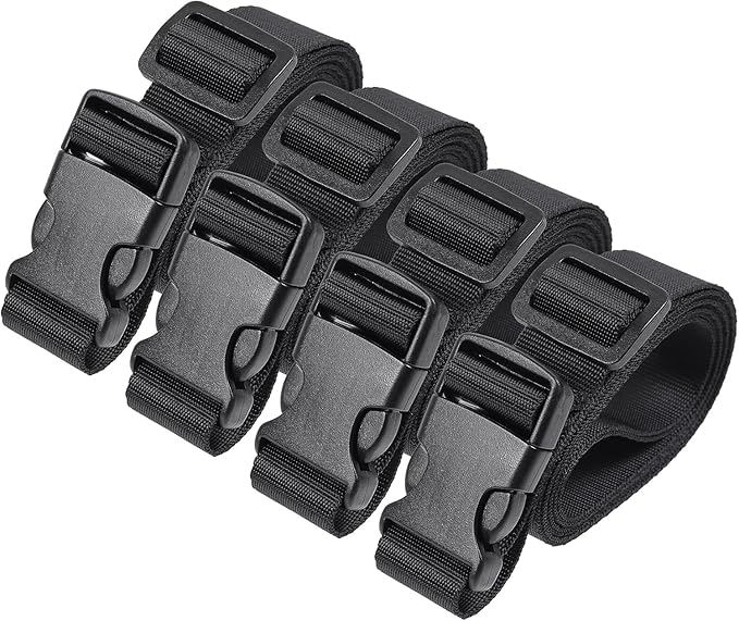 Vigorport Utility Straps Quick Release Nylon Backpack Accessory Bag Strap, Adjustable for Hiking, Travel, Outdoor Sports-4 Pack (Black, 1" W-79 L)