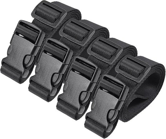 Vigorport Utility Straps Quick Release Nylon Backpack Accessory Bag Strap, Adjustable for Hiking, Travel, Outdoor Sports-4 Pack (Black, 1" W-79 L)