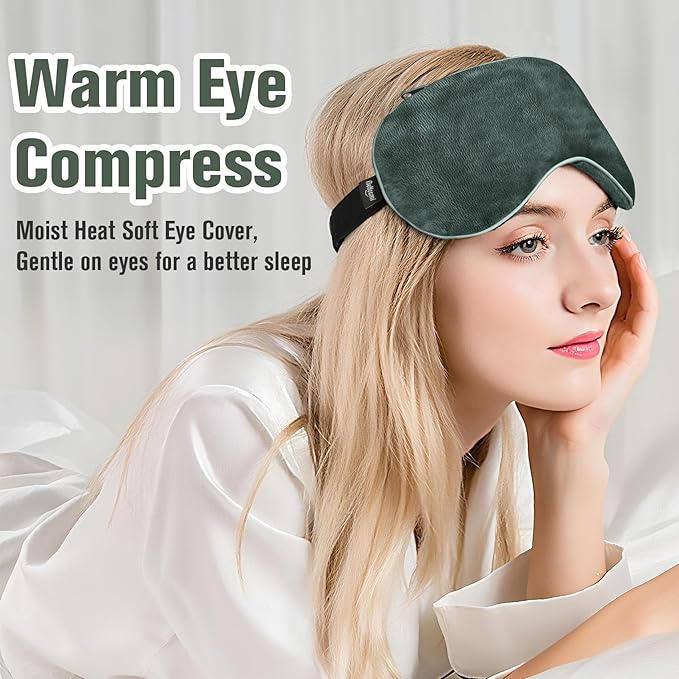 Heated Eye Mask, Microwave Moist Warm Compress for Eyes, Cooling Soothing Weighted Eye Mask for Sleeping, Reusable Sleep Eye Mask for Home & Office, Hot and Cold for Eye Relaxation (Grey)