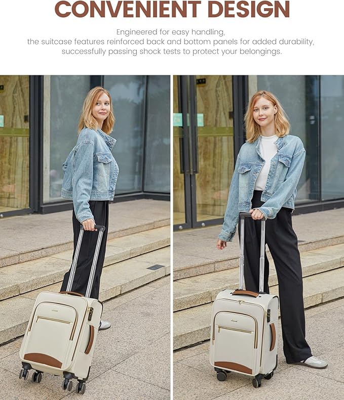 LOVEVOOK Carry On Luggage 22x14x9 Airline Approved, 20 Inch Softside Suitcases with Wheels, Lightweight Spinner Carry on Suitcase with TSA Lock, Water-Resistant Large Capacity Luggage for Travel