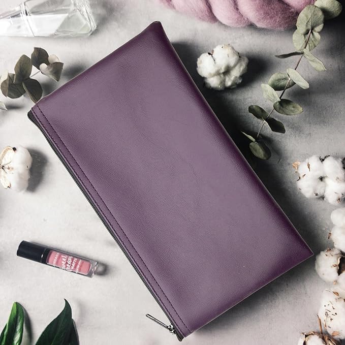 Multi-Purpose Zipper Bag, Reusable, Travel Pouch, Lightweight, Makeup Organizer, 11 x 6 Inch (Purple)