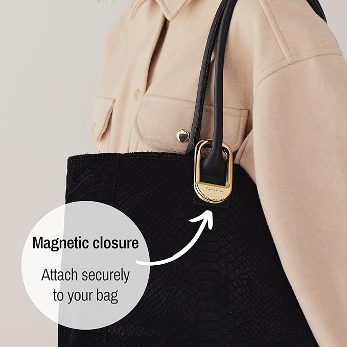FLIP Purse Hook for Table – Foldable Bag Hook | Portable Purse Hanger & Holder for Desk | Magnetic Closure | Holds 50 lbs | Gift for Women, Gold