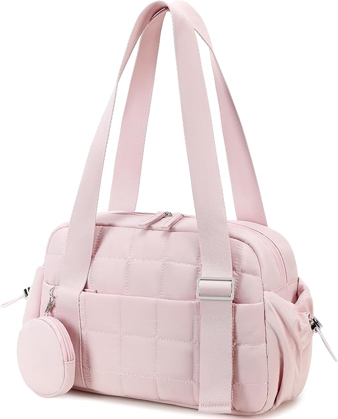 CAMTOP Mini Gym Bag for Women, Small Gym Tote Bag Puffy Quilted Sports Duffel Bag with Wet Compartment and Coin Purse Duffel Bags Dance Yoga Workout Bag for Gifts