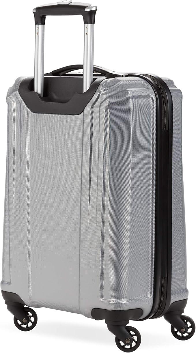 SwissGear 3750 Hardside Luggage with Spinner Wheels, Silver, Carry-On 18.5-Inch