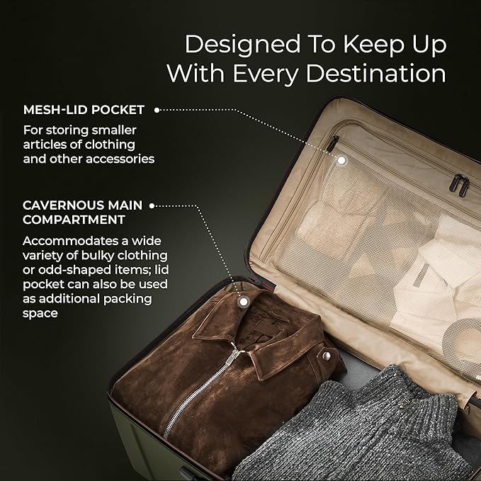 Briggs & Riley 28" Medium Trunk Spinner - Checked Luggage for Travel, Suitcases with Wheels, Hardside Rolling Bag for Men & Women, Self-Repairing Zipper - Torq Collection, Hunter Green