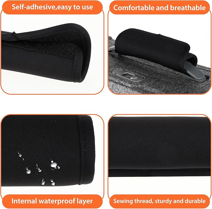 2Pack Luggage Handle Wrap For Suitcase Travel Essential Bright Black Color Soft Luggage Identifiers For Suitcases Neoprene Material Comfortable Suitcase Handle Wraps For Suitcase For Traveling