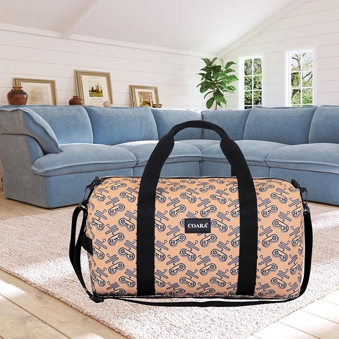 Kids Duffle Bag Overnight Bags for Boys and Girls Weekender Sleepover Carry-On Tote for Traveling Gym Sport Dance (Game Print)