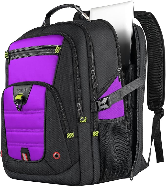 Z-MGKISS 52L Travel Backpack for Women, Large Waterproof Anti-Theft Backpack 17.3 Inch with USB Port, TSA-Approved Daypack, Gifts for Women Teacher Business College, Purple