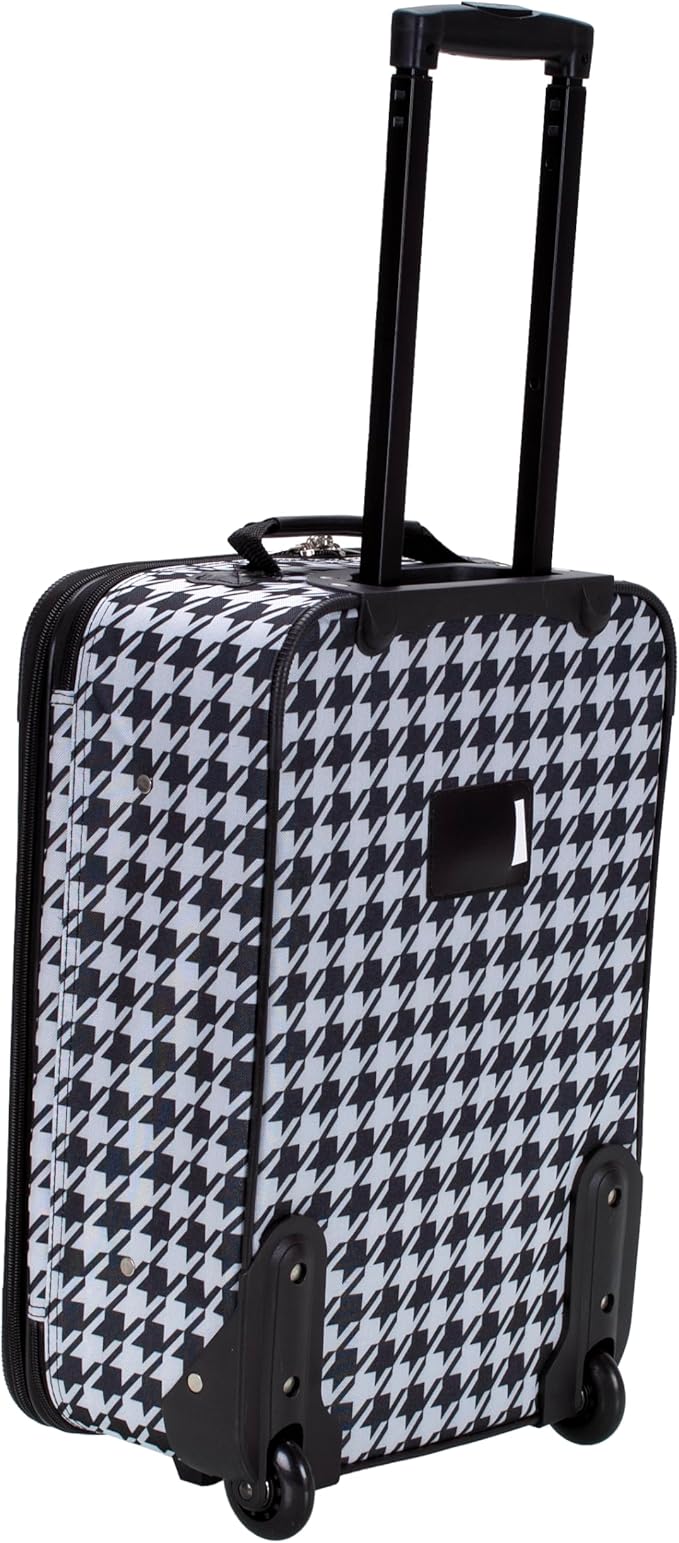 Rockland Fashion Softside Upright Luggage Set, Expandable, Kensington, Black and White, 2-Piece(14/19)