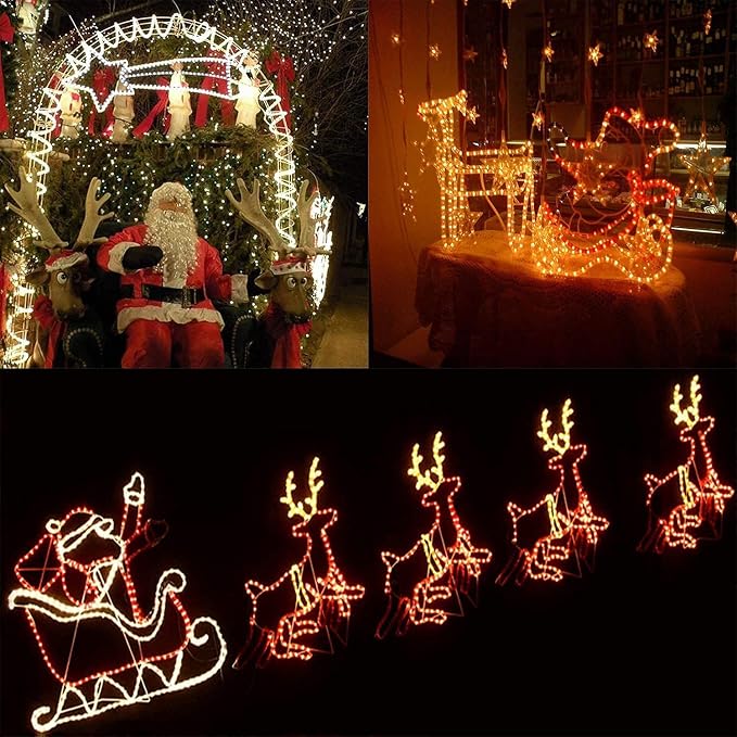 LED Rope Lights Outdoor Warm White, Waterproof 18FT Cuttable 3000K Soft Lighting Indoor 110V Flexible Clear Tube for Bedroom Outside Garden Deck Patio Camping Decor, Not Flat Strip
