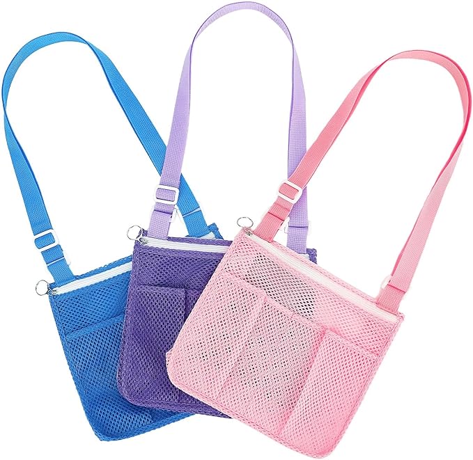 Fammart Mesh Beach Bag, Large Beach Tote with Zipper Pocket, Toys Pool Bag for Family Travel Vacation Cruise Essentials