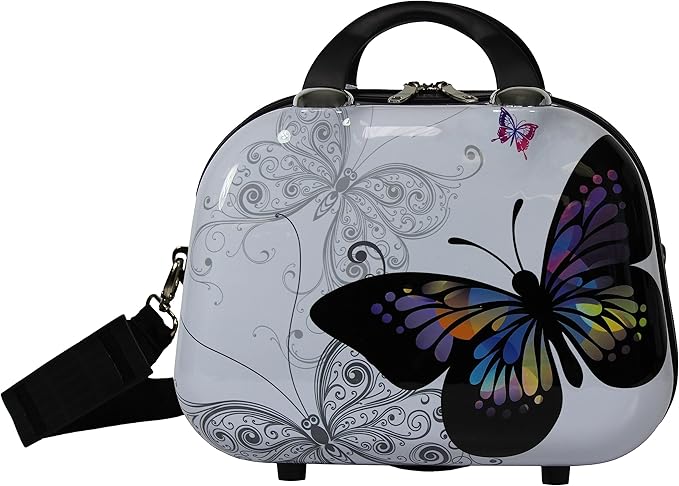 World Traveler Butterfly 13-Inch Polycarbonate Hardside Cosmetic Case Shoulder Tote
