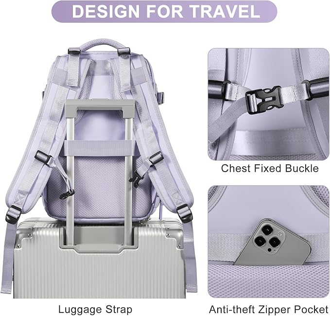 coofay Travel Backpack Carry on Flight Approved Mochila De Viaje Personal Item Travel Bag Large Backpack for Travel Backpacks for Men Women Carry on Backpack for Airplanes 18x14x8 Inches Travel Bag