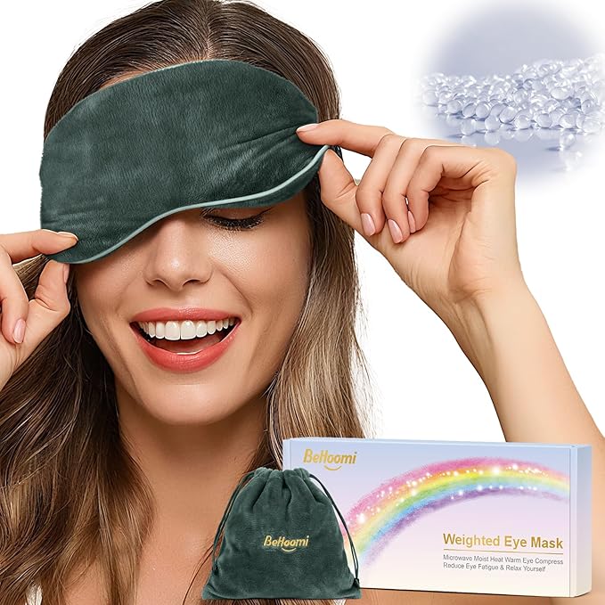 Heated Eye Mask, Microwave Moist Warm Compress for Eyes, Cooling Soothing Weighted Eye Mask for Sleeping, Reusable Sleep Eye Mask for Home & Office, Hot and Cold for Eye Relaxation (Grey)