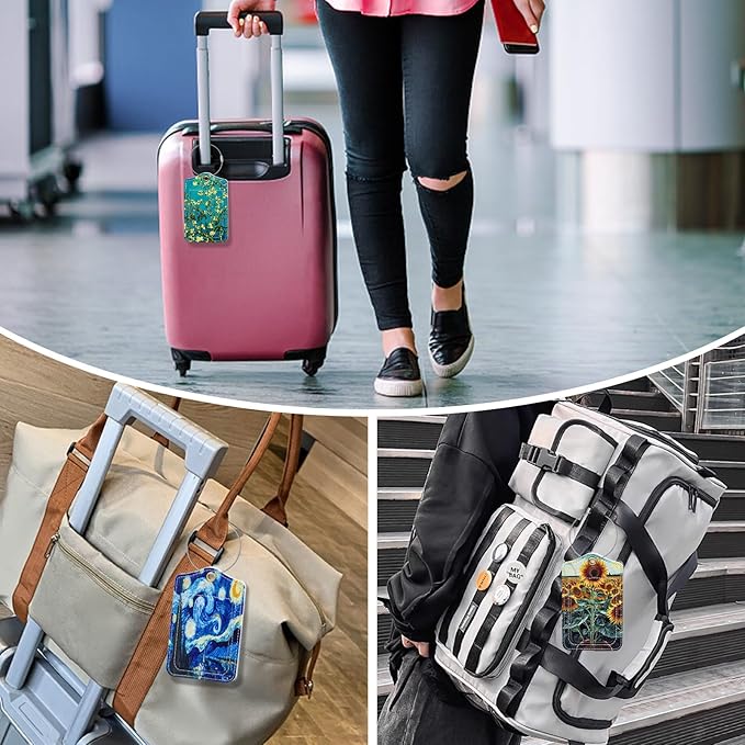 Fishent Luggage Tag (3pcs), Personalized Travel Cruise Tags for Suitcases, Privacy Flap, Baggage Name Tag for Women Men Kids, Luggage Backpack Handbag School Bag