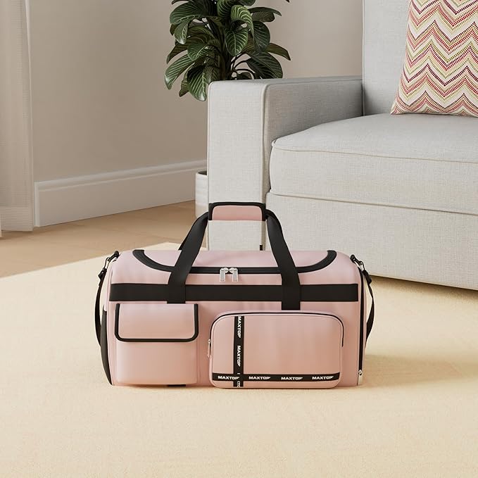 MAXTOP Gym Bag for Women Men Travel Duffle Bag Large Capacity Carry On Weekender Overnight Bag With Shoe Compartment Gym Tote Dry Wet Separation Duffel Bag for Travel