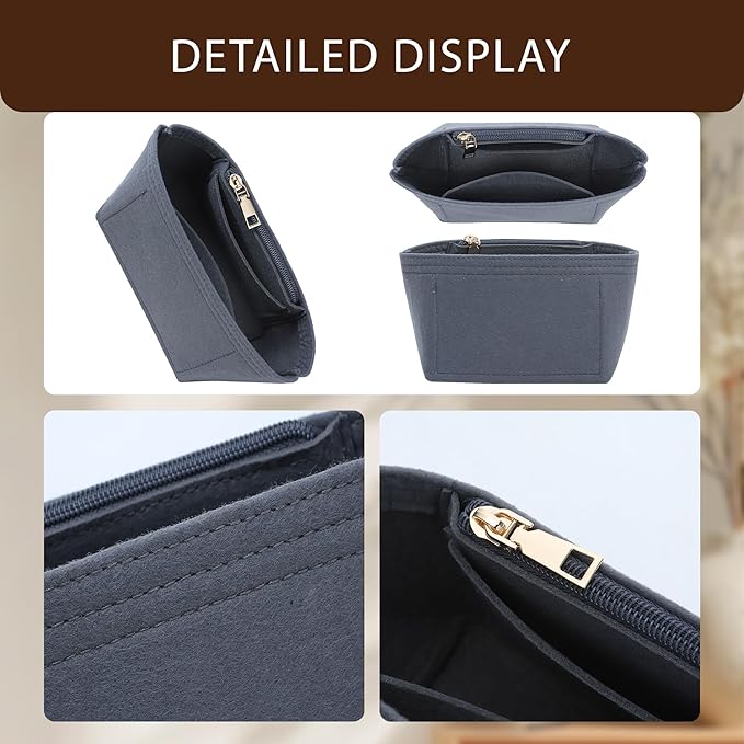 Premium Felt Purse Organizer Insert for Longchamp Le Pliage Energy/Xtra -XS, Zipper Long Champ Bag Organizer Insert with 4 Compartments