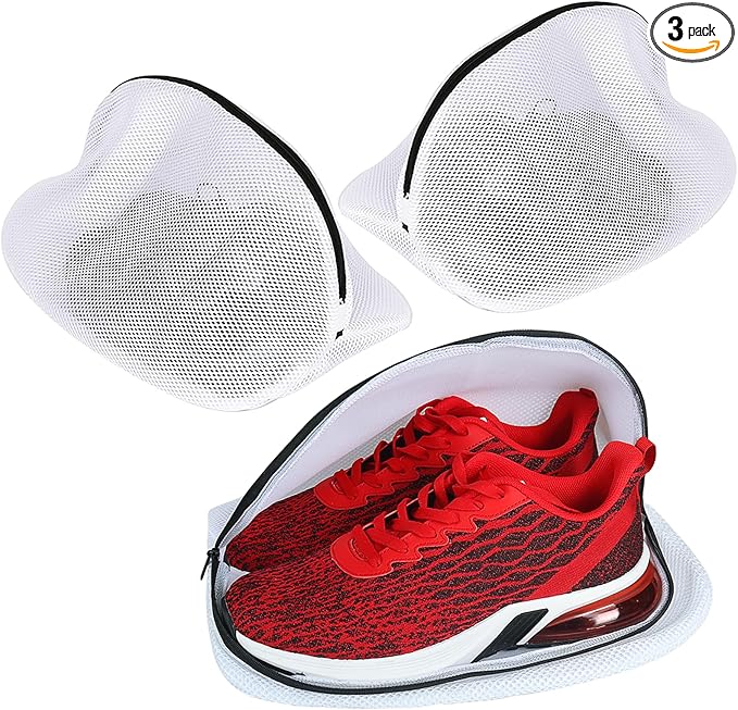 Vivifying Shoe Washing Bag, Set of 3 Mesh Shoe Laundry Bags with Zip Closure for Sneakers, Running Shoes, Socks, Bras