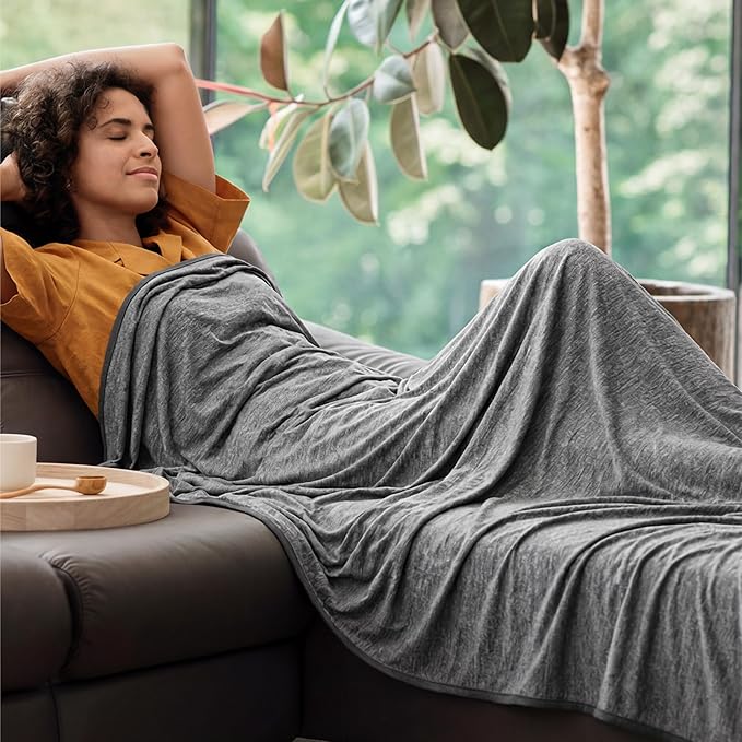 Bedsure Summer Cooling Blanket Queen Size, Lightweight Cold Blankets for Sleeping, Ice Cool Thin Bed Top Arc-Chill Summer Bedding for Hot Sleepers Night Sweats with Rayon Derived from Bamboo, 90x90