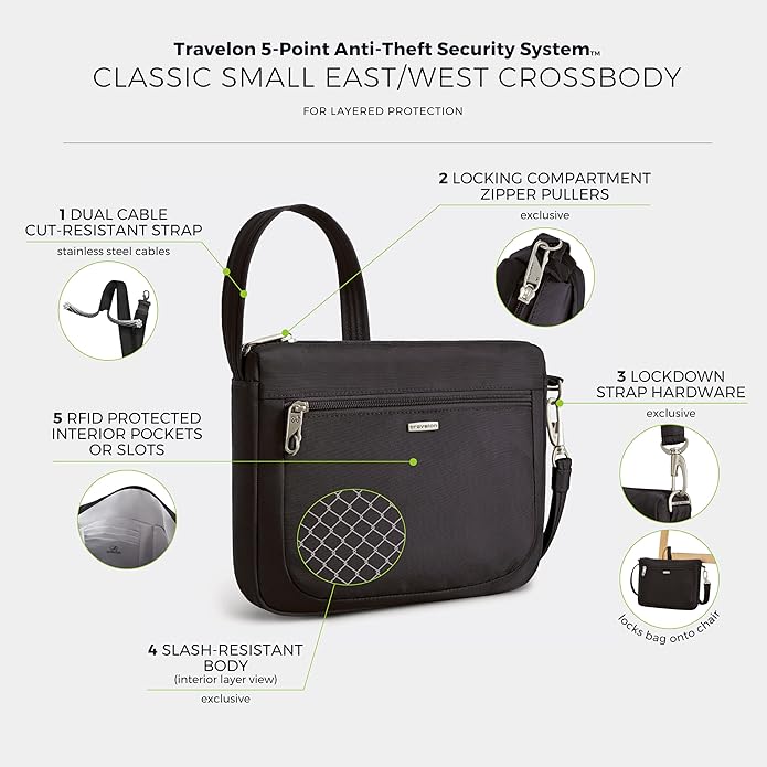 Travelon Anti-Theft Classic Small East/West Crossbody