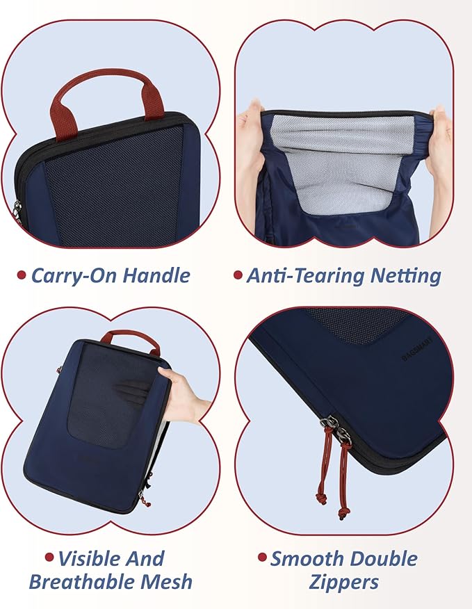 BAGSMART Compression Packing Cubes for Travel, 6/5/4set Lightweight Packing Organizers, Summer Travel Essentials Suitcase Organizer Bags Set