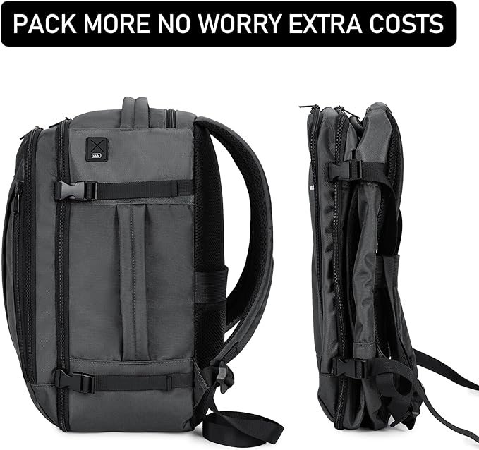 ECOHUB Travel Backpack 18x14x8 Spirit Airlines Personal Item Bag Carry On Backpack 13 Pockets Large Work Casual Daypack for men Airline Approved Waterproof Gym Backpack with Charging Port, Light Grey