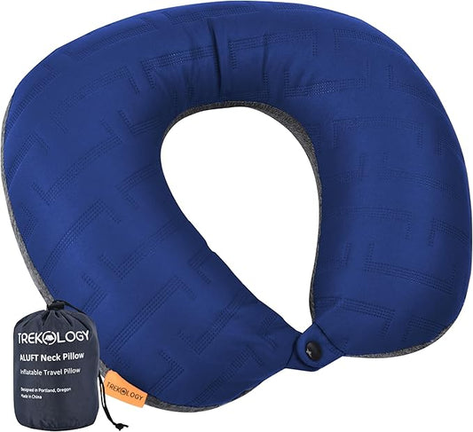TREKOLOGY Travel Neck Pillow for Plane - Premium Airplane Neck Pillow for Sleeping - Ultimate Neck Support for Long Flights - Best Rated Travel Pillow, Comfortable Neck Rest for Airplane & Travel