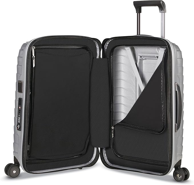 Samsonite Proxis Global Carry-On Hardside Luggage with Dual Spinner Wheels, Airline Approved - Innovative Roxkin™ Lightweight Shell With Ultimate Durability- TSA Lock, Telescopic Handle - Silver