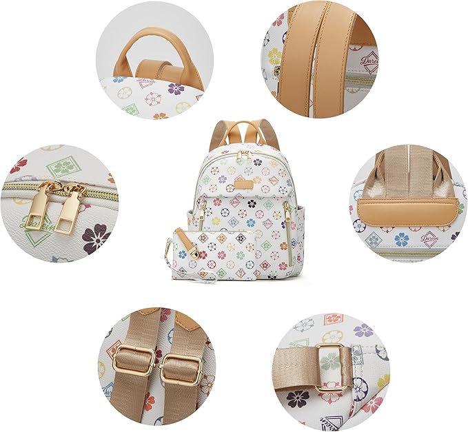 Makes Mini Backpack for Women, Stylish Daypack Purse Handbag Small Casual Daily Travel Bag, Lady Girls Gifts for Work School, 2pcs Sets