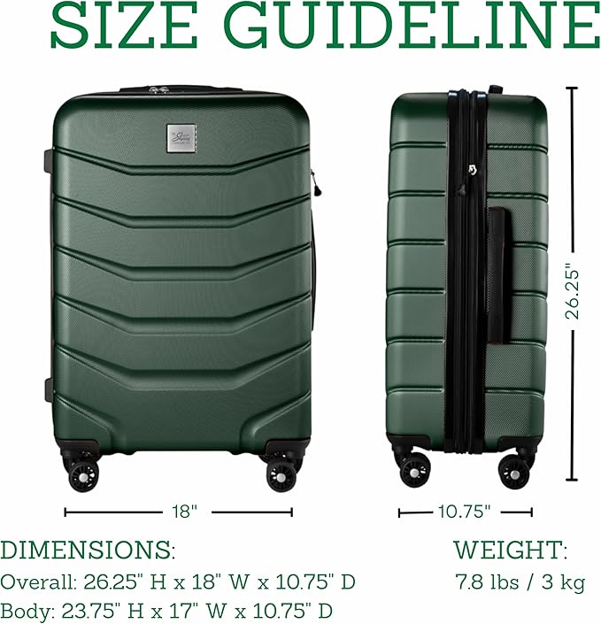 Skyway Luggage Silverton Hardside Collection – Lightweight Durable Suitcases with Wheels, Expandable Luggage for Travel Essentials with TSA Lock, 24-inch Medium Checked, Thyme