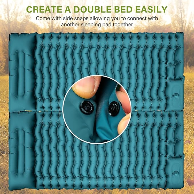 Camping Sleeping Pad, Ultralight Camping Mat with Pillow Built-in Foot Pump Inflatable Sleeping Pads Compact for Camping Backpacking Hiking Traveling Tent