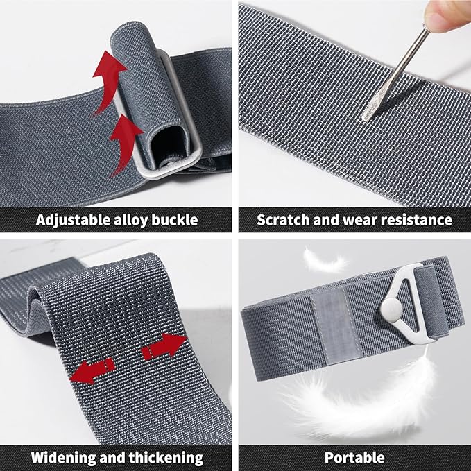 TOOVREN 2-in-1 Travel Belt for Luggage Straps Add a Bag Bungees Suitcase Luggage Strap Over Handle Suitcases Belt for Carry On Bag Adjustable Backpack Attachment Airport Travel Accessories Gray
