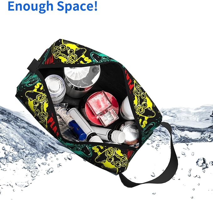 Kids Travel Toiletry Bag for Boys Girls - Waterproof Makeup Pouch Hanging Cosmetic Wash Bags Dopp Kit Shaving Bag for Toiletries Accessories(Game Start)