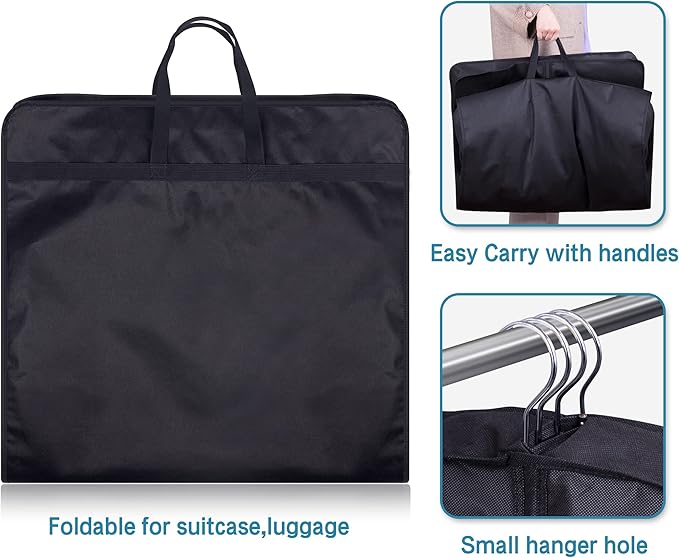 KIMBORA 60" Dress Garment Bags for Hanging Clothes Travel, Gusseted Garment Bags for Closet Storage with Handles for Long Gowns, Coats（3 Packs）