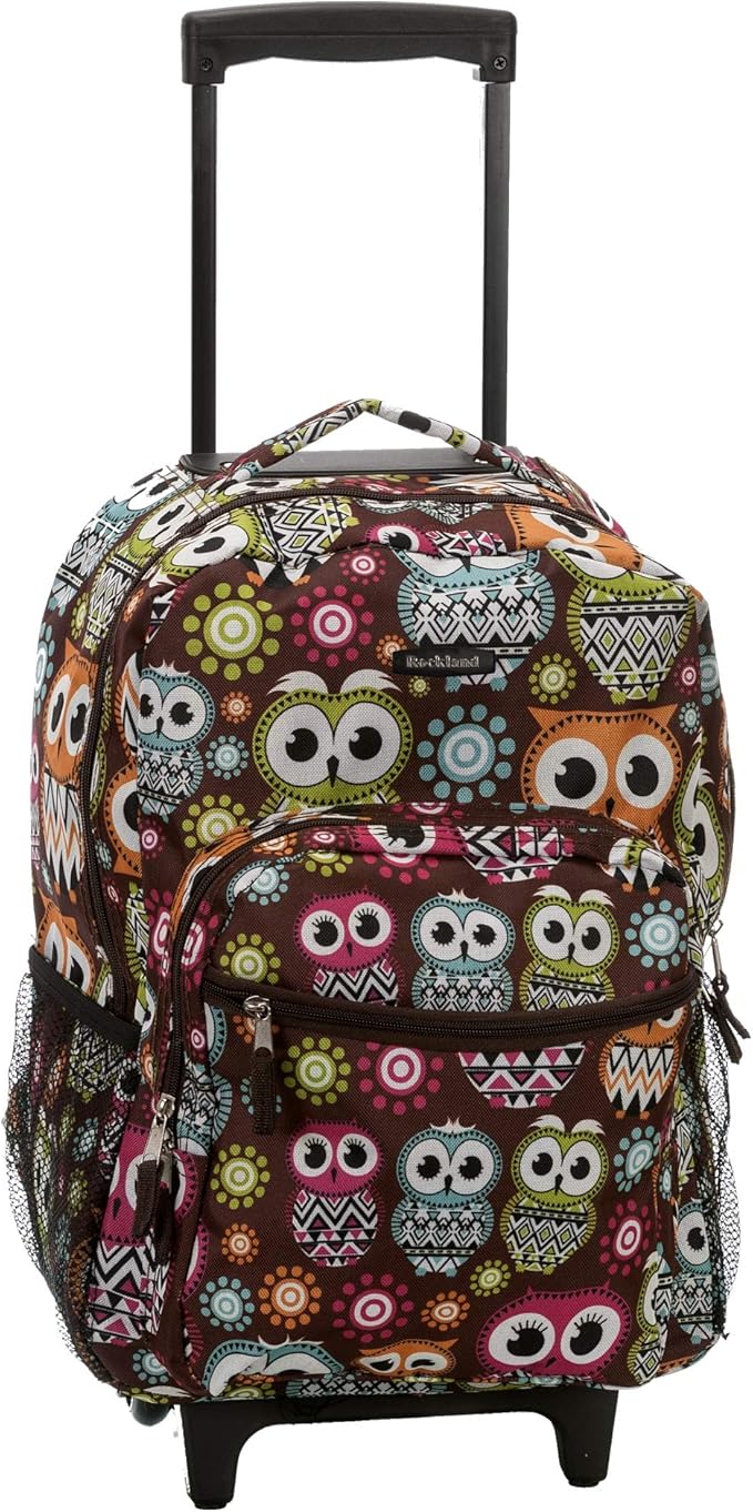 Rockland Double Handle Rolling Backpack, Owl, 17"
