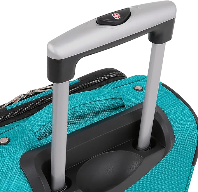 SWISSGEAR Sion Softside Expandable Spinner Luggage Durable Lightweight Travel Suitcase, Teal, Checked-Large 29-Inch