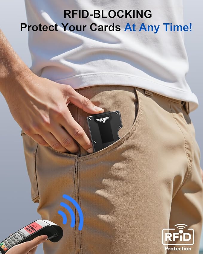 Upgraded Hinged Minimalist Wallet for Men | Slim Metal RFID Blocking Wallet | Credit Card Holder & Money Clip Holds 20 Cards | Premium Scratch-Resistant Finish | Ideal Gift for Men(AirTag Compatible)