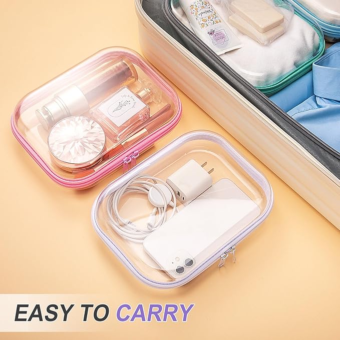 Sanwuta 6 Pcs Clear Hard Zipper Case Plastic Zipper Pouches Transparent Makeup Bag Pencil Case Pouches Toiletry Diaper Bag for Travel Toy Storage Organizer Bins(Assorted Color,7.87 x 5.9 x 2 Inch)