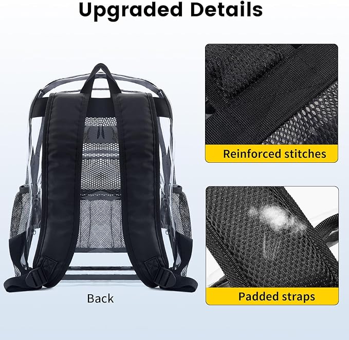 Vorspack Clear Backpack Heavy Duty PVC Transparent Backpack Extra Large Clear Backpacks with Reinforced Strap for College Workplace Security - Pink