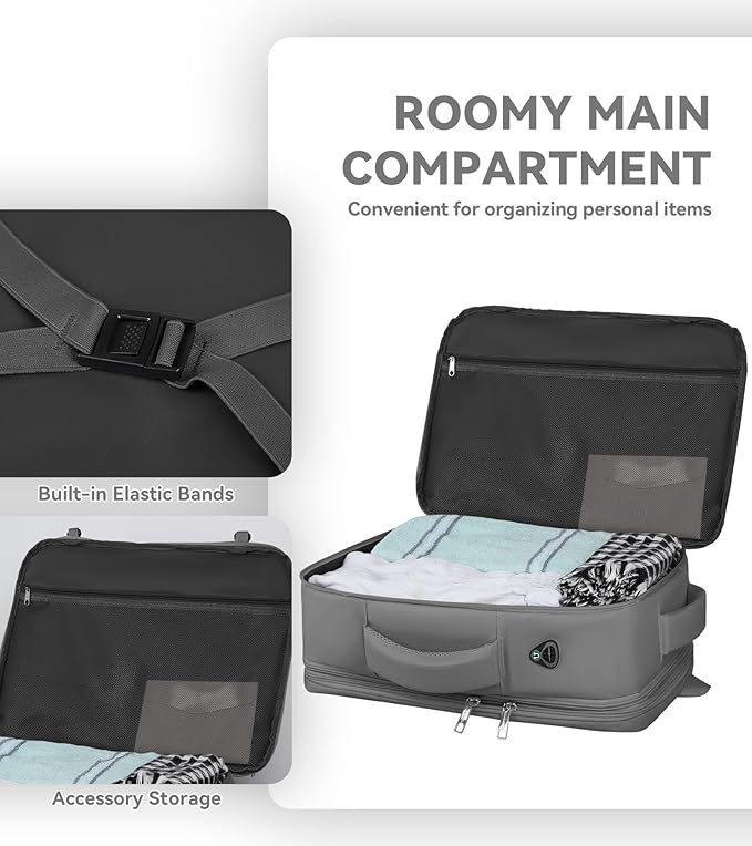 60L Travel Laptop Backpack for Men, Extra Large Backpack, Big Capacity Carry On Backpack, 18-19 Inch Laptop Backpack Water Resistant Luggage Computer Daypack College Bag, Grey