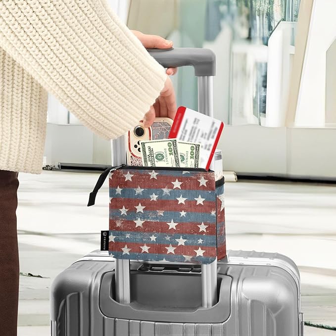 Luggage Cup Holder for Suitcases Free Hands Travel Cup Holder Portable Suitcase Cup Drink Holder Luggage Cup Caddy Bag Carrier Vintage Stars July 4th