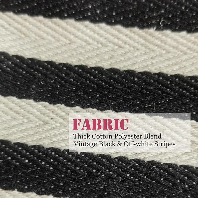 HAPPYHEIDI Small Black White Stripe Makeup Brush Bag Zipper Pouch Women Girls Purse Organizer,Canvas Lined, Premium Zipper