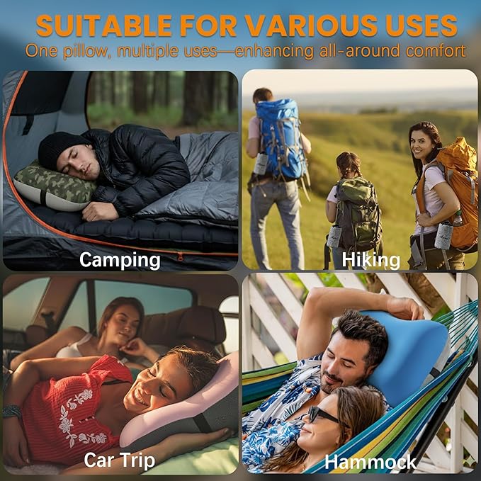 2 Packs Inflatable Neck Pillow for Beach Travel Camping Picnic Small Ultralight Cruise Ship Essentials Summer Vacation Must Have Travel Accessories Trip Necessities Stuff Thing Gift Supplies Gadget